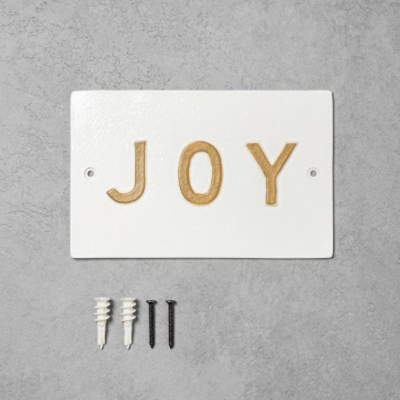 NEW HEARTH & HAND GOLD/WHITE JOY WALL HANGING - Picture 5 of 5